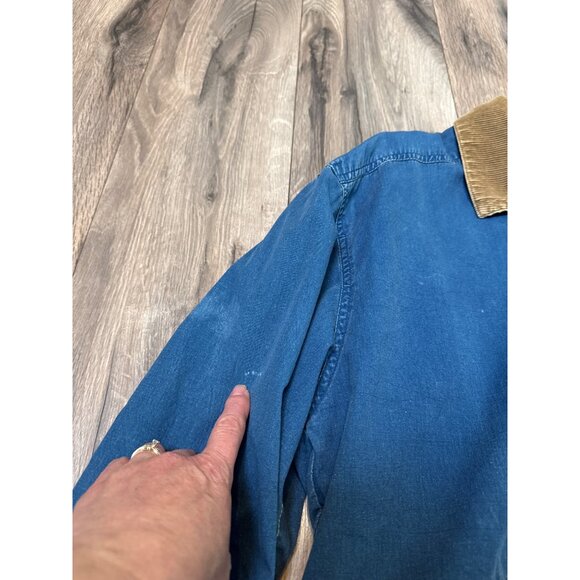 J. Crew Womans M Relaxed Blue Corduroy Collar Barn Utility Jacket Plaid Flannel - Picture 2 of 13